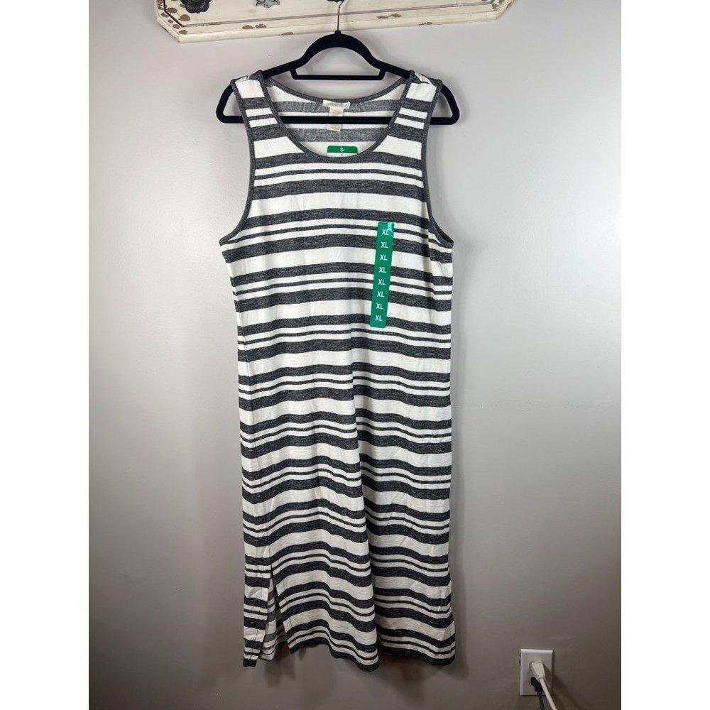 NWT Matty M Maxi Dress Stripe Charcoal Sleeveless XL